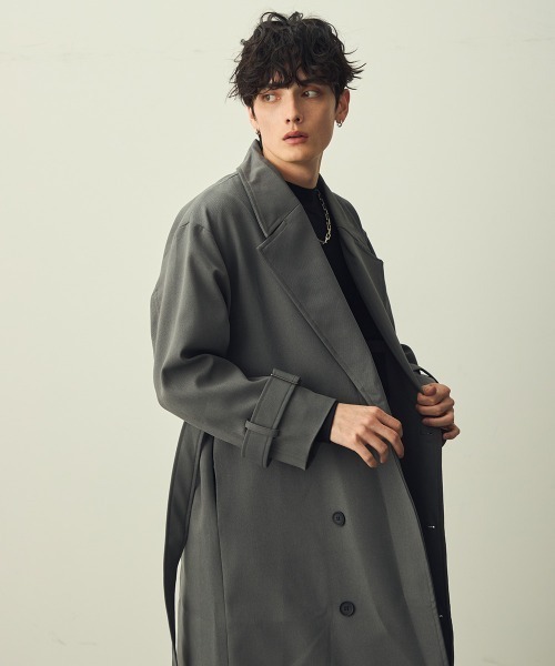 セール】Draped over double trench coat / ドレープオーバーダブル