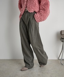 THE YOn | チョークストライプボックスタックワイドパンツ(スラックス)