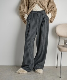 THE YOn | チョークストライプボックスタックワイドパンツ(スラックス)