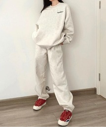 FREE STYLISTS（フリー スタイリスト）の「ビッグシルエット 刺繍クルースウェット＆スウェットワイドパンツ ルームウェア セットアップ 【普段着でもルームウェアでも】（ルームウェア/パジャマ）」