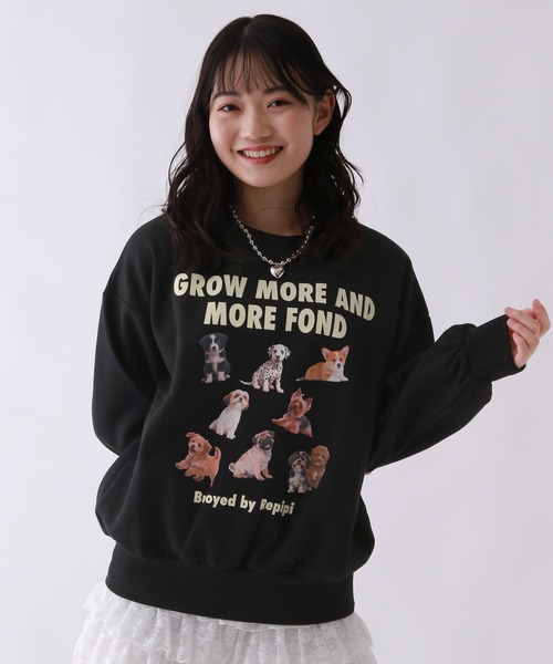 repipi armario(レピピ アルマリオ)の「【裏起毛】チョベリグルーズスウェット(スウェット・キッズ・ホワイト系その他/ホワイト系その他2/ブラック系その他/ブラック系その他3/グレー/ブラック系その他2/その他7/ブラック系その他4・SMALL/MEDIUM/LARGE)」の4枚目の写真