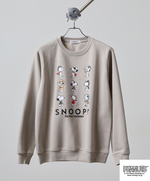 PEANUTS(ピーナッツ)の「PEANUTS プリント裏起毛トレーナー(スウェット・メンズ・グレイッシュベージュ/ブラック/オートミール・S/M/L/LL/3L/4L)」の9枚目の写真