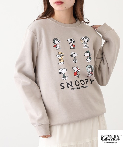 PEANUTS(ピーナッツ)の「PEANUTS プリント裏起毛トレーナー(スウェット・メンズ・グレイッシュベージュ/ブラック/オートミール・S/M/L/LL/3L/4L)」の18枚目の写真