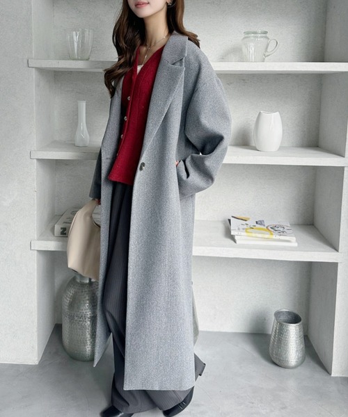 セール】洗練シルエットで魅せるロングチェスターコート（チェスター