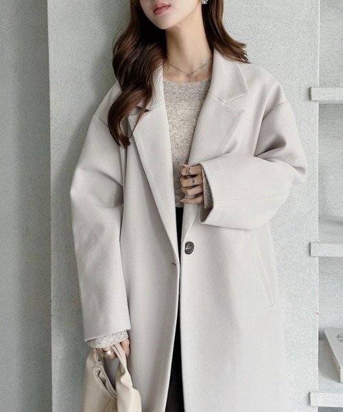 セール】洗練シルエットで魅せるロングチェスターコート（チェスター