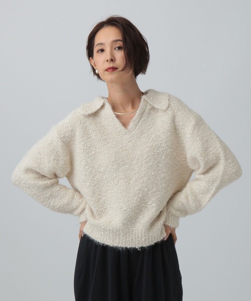 LEPSIM(レプシィム)の「3.5ゲージスキッパープルオーバー 595588(ニット/セーター・レディース・アイボリー/ベージュ系その他/ブラック・FREE)」の1枚目の写真