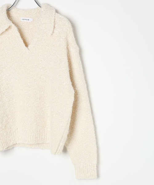 LEPSIM(レプシィム)の「3.5ゲージスキッパープルオーバー 595588(ニット/セーター・レディース・アイボリー/ベージュ系その他/ブラック・FREE)」の8枚目の写真