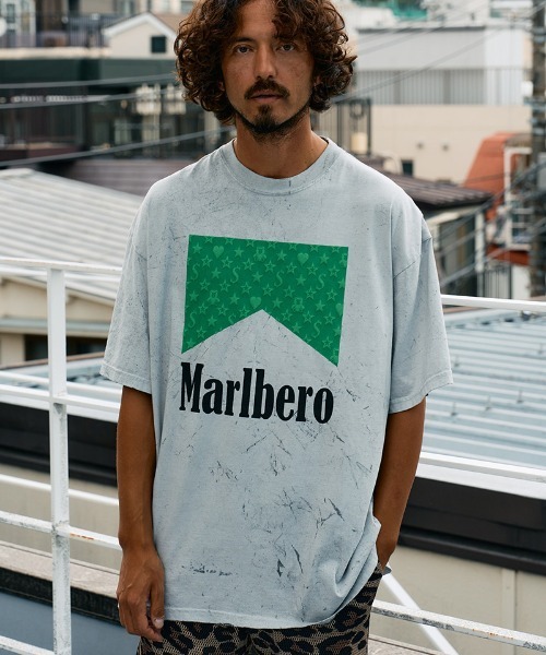 STUD MUFFIN（スタッドマフィン）の「mt10074-7oz ピグメントウォッシュドコットン天竺 MARBEROフォームプリント SSシャツ Tシャツ(614-02873)（Tシャツ/カットソー・メンズ・ライトグレー/ホワイト/チャコールグレー・2/3/4）」の3枚目の写真