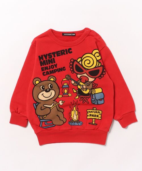 HYSTERIC MINI（ヒステリックミニ）の「CAMP BEAR 裏毛トレーナー（スウェット・キッズ・杢グレー/レッド/ブラック・90）」の3枚目の写真