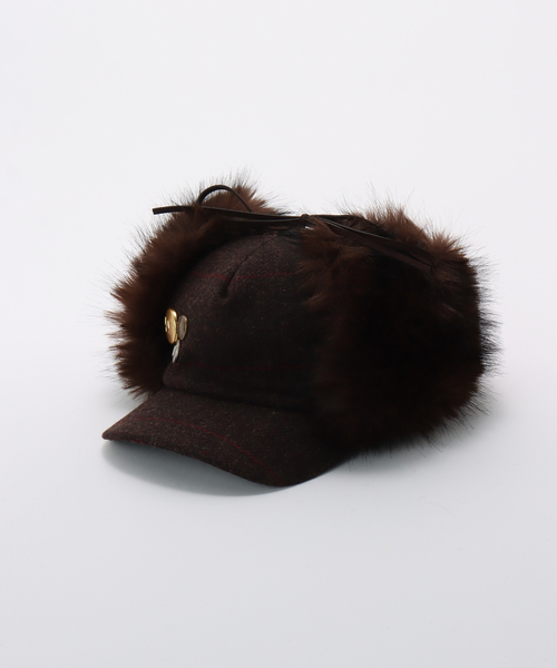 OPEN YY / オープンワイワイ】 Woven FAUX FUR EARFLAP CAP