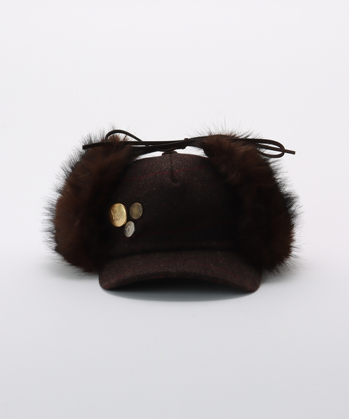 OPEN YY / オープンワイワイ】 Woven FAUX FUR EARFLAP CAP