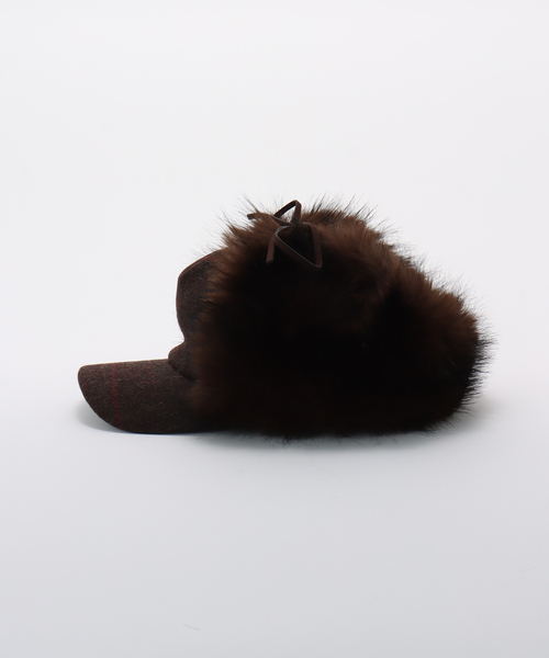 OPEN YY / オープンワイワイ】 Woven FAUX FUR EARFLAP CAP