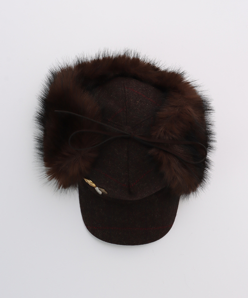 OPEN YY / オープンワイワイ】 Woven FAUX FUR EARFLAP CAP