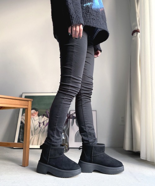 LUGG NAGG(ラグナグ)の「【厚底ヒール】ショート丈プレーンムートンブーツ【3E】(ブーツ・レディース・ブラック/ベージュ/キャメル・M/L/LL)」の8枚目の写真