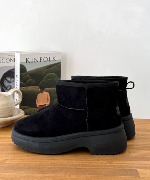LUGG NAGG(ラグナグ)の「【厚底ヒール】ショート丈プレーンムートンブーツ【3E】(ブーツ・レディース・ブラック/ベージュ/キャメル・M/L/LL)」の18枚目の写真