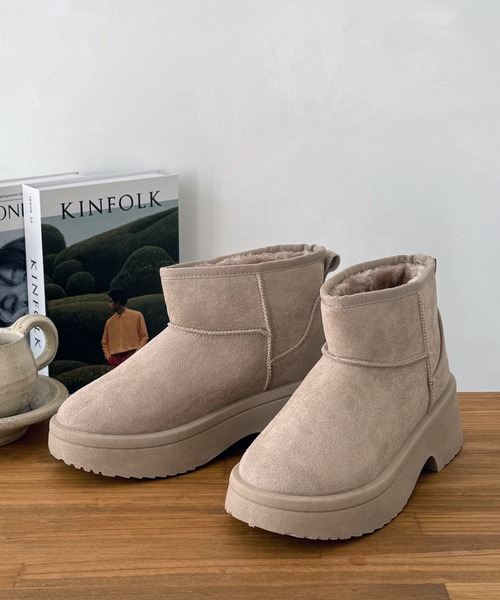 LUGG NAGG(ラグナグ)の「【厚底ヒール】ショート丈プレーンムートンブーツ【3E】(ブーツ・レディース・ブラック/ベージュ/キャメル・M/L/LL)」の22枚目の写真