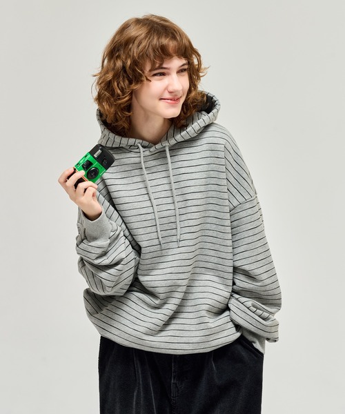 WETTEMPT(ウィテンプト)の「HEAVY WEIGHT BORDER HOODIE / ヘビーウェイトボーダーフーディ(パーカー・メンズ・ネイビー/グレー/ブラック・SMALL/LARGE/MEDIUM)」の6枚目の写真