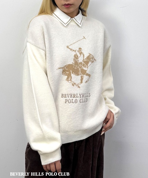 セール】【BEVERLY HILLS POLO CLUB】ロゴニットプルオーバー（ニット