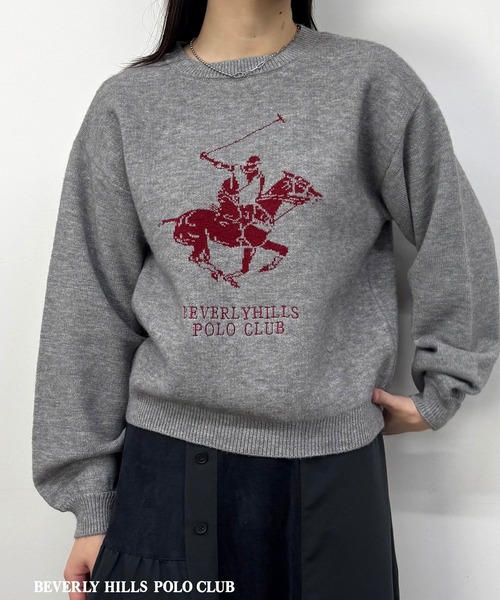 BEVERLY HILLS POLO CLUB（ビバリーヒルズポロクラブ）の「【BEVERLY HILLS POLO CLUB】ロゴニットプルオーバー（ニット/セーター・レディース・ボルドー/オフホワイト/グレー/ブラウン・FREE）」の5枚目の写真