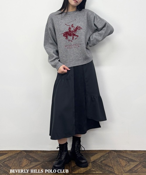 BEVERLY HILLS POLO CLUB（ビバリーヒルズポロクラブ）の「【BEVERLY HILLS POLO CLUB】ロゴニットプルオーバー（ニット/セーター・レディース・ボルドー/オフホワイト/グレー/ブラウン・FREE）」の7枚目の写真