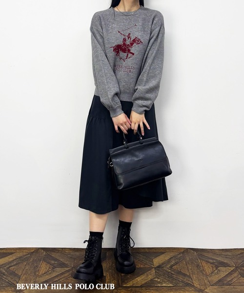 BEVERLY HILLS POLO CLUB（ビバリーヒルズポロクラブ）の「【BEVERLY HILLS POLO CLUB】ロゴニットプルオーバー（ニット/セーター・レディース・ボルドー/オフホワイト/グレー/ブラウン・FREE）」の8枚目の写真