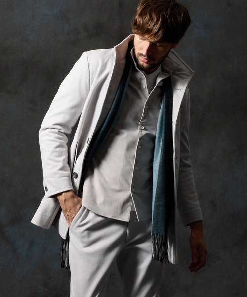 HIDEAWAYS NICOLE（ハイダウェイニコル）の「バイカラーマフラー（マフラー・メンズ・ネイビー/グリーン/グレー/ブラック・FREE）」の3枚目の写真