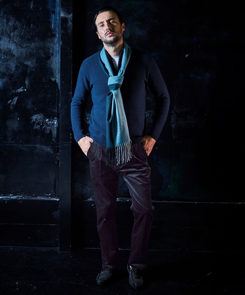 HIDEAWAYS NICOLE（ハイダウェイニコル）の「バイカラーマフラー（マフラー・メンズ・ネイビー/グリーン/グレー/ブラック・FREE）」の6枚目の写真