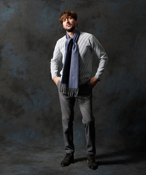 HIDEAWAYS NICOLE（ハイダウェイニコル）の「バイカラーマフラー（マフラー・メンズ・ネイビー/グリーン/グレー/ブラック・FREE）」の9枚目の写真