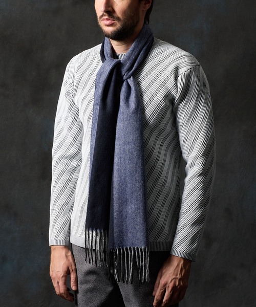 HIDEAWAYS NICOLE（ハイダウェイニコル）の「バイカラーマフラー（マフラー・メンズ・ネイビー/グリーン/グレー/ブラック・FREE）」の10枚目の写真