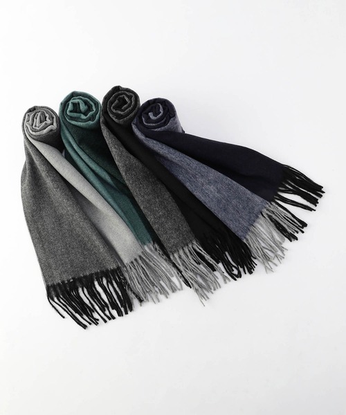 HIDEAWAYS NICOLE（ハイダウェイニコル）の「バイカラーマフラー（マフラー・メンズ・ネイビー/グリーン/グレー/ブラック・FREE）」の17枚目の写真