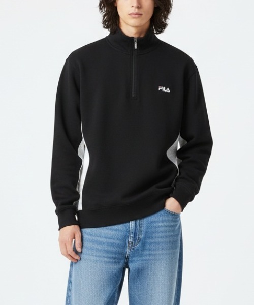 FILA(フィラ)の「SWITCHING HALF ZIP CREW SHIRTS(スウェット・メンズ・ブラック/グレー/ネイビー・M/L/LL)」の2枚目の写真