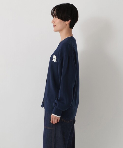 Afternoon Tea（アフタヌーンティー）の「刺繍Vネックカーディガン/てらおかなつみ（カーディガン/ボレロ・レディース・ネイビー・MEDIUM）」の3枚目の写真