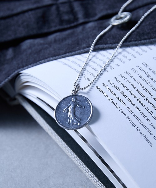 セール】【MAISON CLUB】Vintage France Coin Necklace silver925