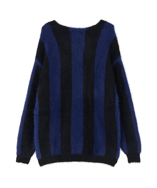 DANKE SCHON(ダンケシェーン)の「【WEB&DEPOT限定】DankeSchon/ダンケシェーン/SHAGGY STRIPE CARDIGAN(カーディガン/ボレロ・レディース・ブラック/モスグリーン・L/M/XL)」の3枚目の写真