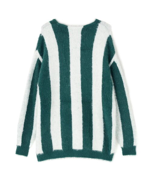 DANKE SCHON(ダンケシェーン)の「【WEB&DEPOT限定】DankeSchon/ダンケシェーン/SHAGGY STRIPE CARDIGAN(カーディガン/ボレロ・レディース・ブラック/モスグリーン・L/M/XL)」の4枚目の写真