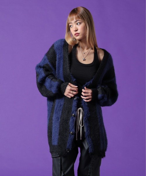 DANKE SCHON(ダンケシェーン)の「【WEB&DEPOT限定】DankeSchon/ダンケシェーン/SHAGGY STRIPE CARDIGAN(カーディガン/ボレロ・レディース・ブラック/モスグリーン・L/M/XL)」の15枚目の写真