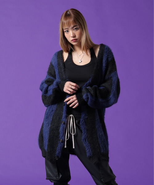 DANKE SCHON(ダンケシェーン)の「【WEB&DEPOT限定】DankeSchon/ダンケシェーン/SHAGGY STRIPE CARDIGAN(カーディガン/ボレロ・レディース・ブラック/モスグリーン・L/M/XL)」の16枚目の写真