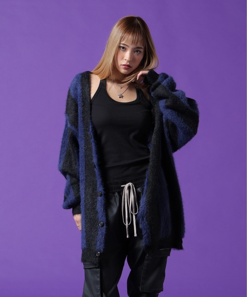 DANKE SCHON(ダンケシェーン)の「【WEB&DEPOT限定】DankeSchon/ダンケシェーン/SHAGGY STRIPE CARDIGAN(カーディガン/ボレロ・レディース・ブラック/モスグリーン・L/M/XL)」の17枚目の写真