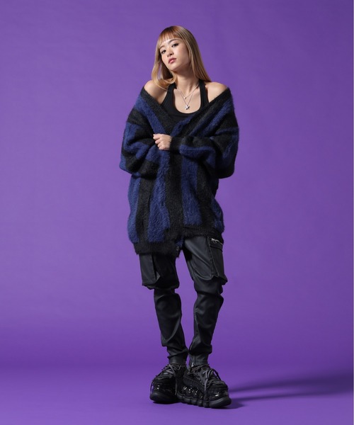 DANKE SCHON(ダンケシェーン)の「【WEB&DEPOT限定】DankeSchon/ダンケシェーン/SHAGGY STRIPE CARDIGAN(カーディガン/ボレロ・レディース・ブラック/モスグリーン・L/M/XL)」の18枚目の写真