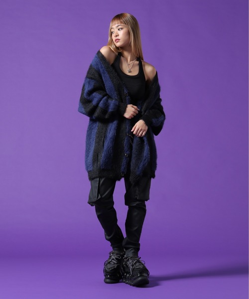 DANKE SCHON(ダンケシェーン)の「【WEB&DEPOT限定】DankeSchon/ダンケシェーン/SHAGGY STRIPE CARDIGAN(カーディガン/ボレロ・レディース・ブラック/モスグリーン・L/M/XL)」の19枚目の写真
