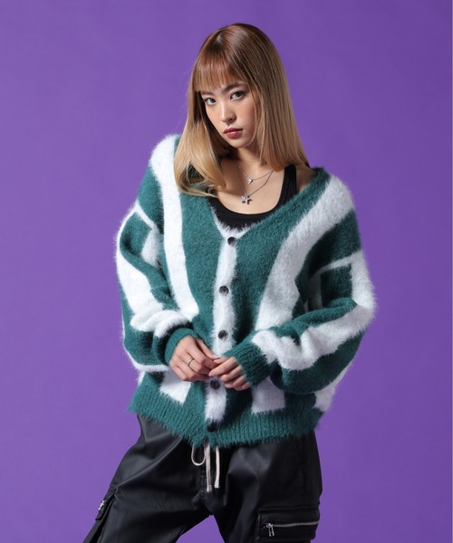 DANKE SCHON(ダンケシェーン)の「【WEB&DEPOT限定】DankeSchon/ダンケシェーン/SHAGGY STRIPE CARDIGAN(カーディガン/ボレロ・レディース・ブラック/モスグリーン・L/M/XL)」の21枚目の写真