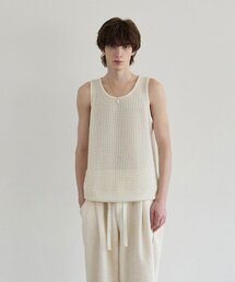BER DE NOIR（ベールドノワール）の「Uネックテクスチャーニットスリーブレストップ（アイボリー）（Tシャツ/カットソー）」