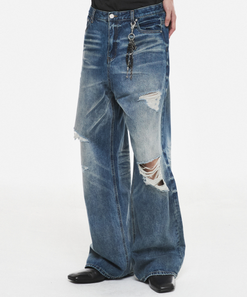 DNSR(ディーエヌエスアール)の「ヘリテージデストロイドデニムパンツブルー(デニムパンツ・メンズ・その他・SMALL/MEDIUM/LARGE/X-LARGE)」の3枚目の写真