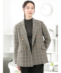 TAKA-Q | 【ストレッチ ウォッシャブル】タカキューレディース チェック柄 リラクシング ダブル ジャケット(テーラードジャケット)