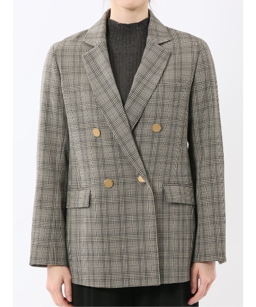 TAKA-Q(タカキュー)の「【ストレッチ ウォッシャブル】タカキューレディース チェック柄 リラクシング ダブル ジャケット(テーラードジャケット・レディース・グレー・MEDIUM/S/X-LARGE/LARGE)」の8枚目の写真