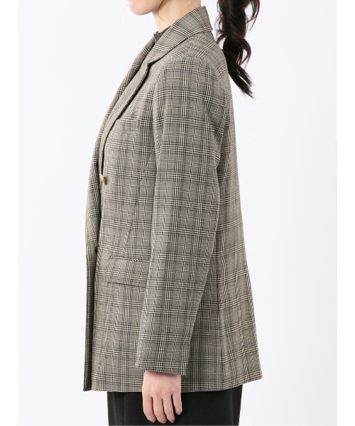 TAKA-Q(タカキュー)の「【ストレッチ ウォッシャブル】タカキューレディース チェック柄 リラクシング ダブル ジャケット(テーラードジャケット・レディース・グレー・MEDIUM/S/X-LARGE/LARGE)」の9枚目の写真