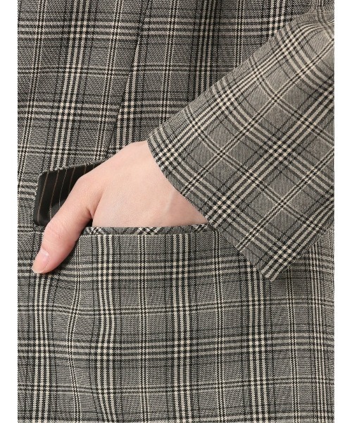TAKA-Q(タカキュー)の「【ストレッチ ウォッシャブル】タカキューレディース チェック柄 リラクシング ダブル ジャケット(テーラードジャケット・レディース・グレー・MEDIUM/S/X-LARGE/LARGE)」の12枚目の写真