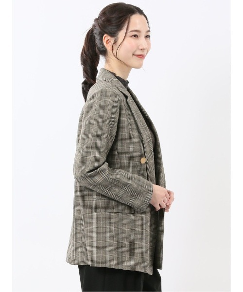 TAKA-Q(タカキュー)の「【ストレッチ ウォッシャブル】タカキューレディース チェック柄 リラクシング ダブル ジャケット(テーラードジャケット・レディース・グレー・MEDIUM/S/X-LARGE/LARGE)」の15枚目の写真