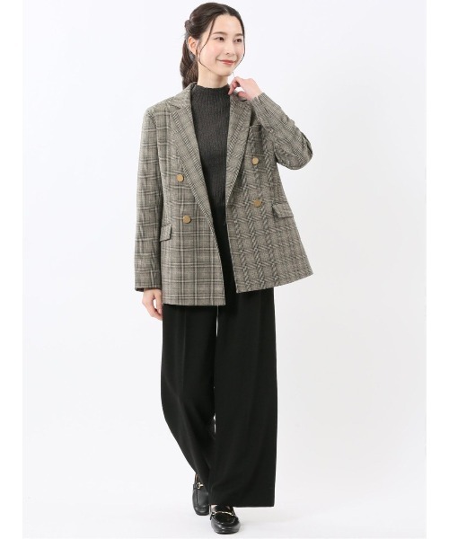 TAKA-Q(タカキュー)の「【ストレッチ ウォッシャブル】タカキューレディース チェック柄 リラクシング ダブル ジャケット(テーラードジャケット・レディース・グレー・MEDIUM/S/X-LARGE/LARGE)」の16枚目の写真