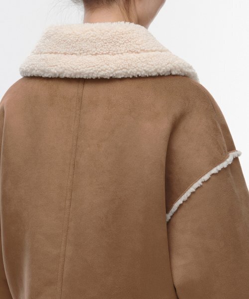 MUSINSA STANDARD WOMAN（ムシンサスタンダードウーマン）の「ウィメンズ シンセティックスエード シアリング クロップジャケット [キャメル]（ムートンコート・レディース・その他・SMALL/MEDIUM）」の5枚目の写真